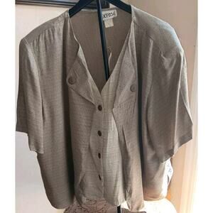 Expose Vintage Blouse, Women’s Plus Size 26/28W, 2-fer Beige, Vest Like, NWT